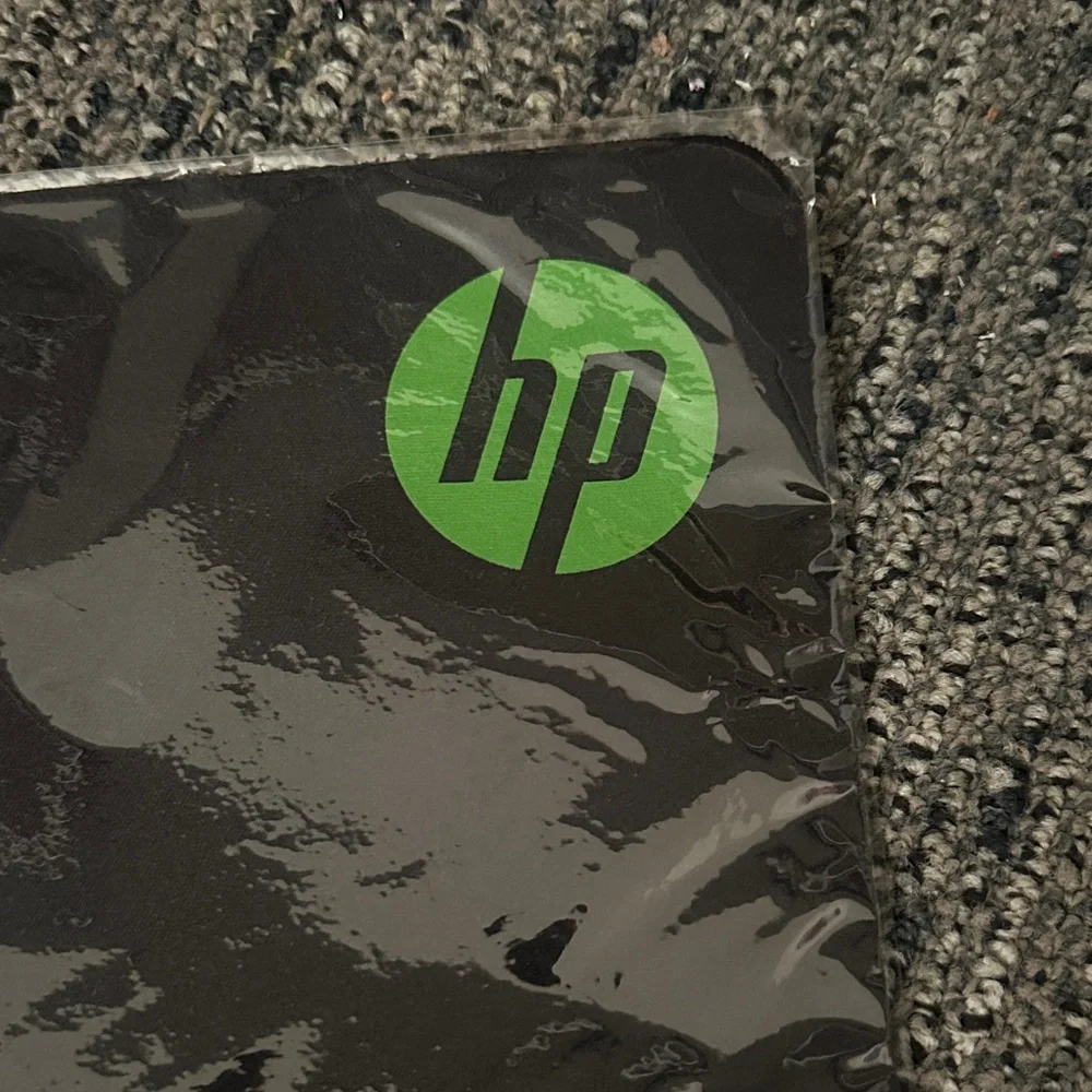 HP Black Mouse Pad with Green Logo